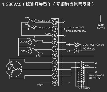 380VAC標準開關型<a href='http://m.tqex.com.cn/Product/diefa/diandongdiefa/' target='_blank'>電動<a href='http://m.tqex.com.cn/Product/diefa/' target='_blank'>蝶閥</a></a>接線圖